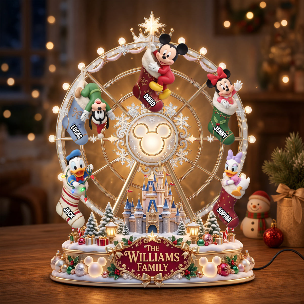 Kids In Christmas Sock Ferris Wheel Acrylic Light Box - Personalized Christmas Gifts 02patn240826