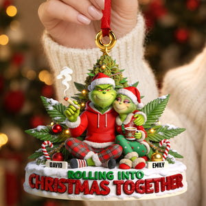 Rolling Into Christmas Together Acrylic Ornament - Personalized Gift For Couples 06TODH150926