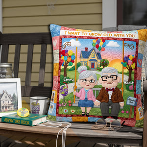 Growing Old Couple Square Pillow - Personalized Gifts For Couple 04OHLU190625