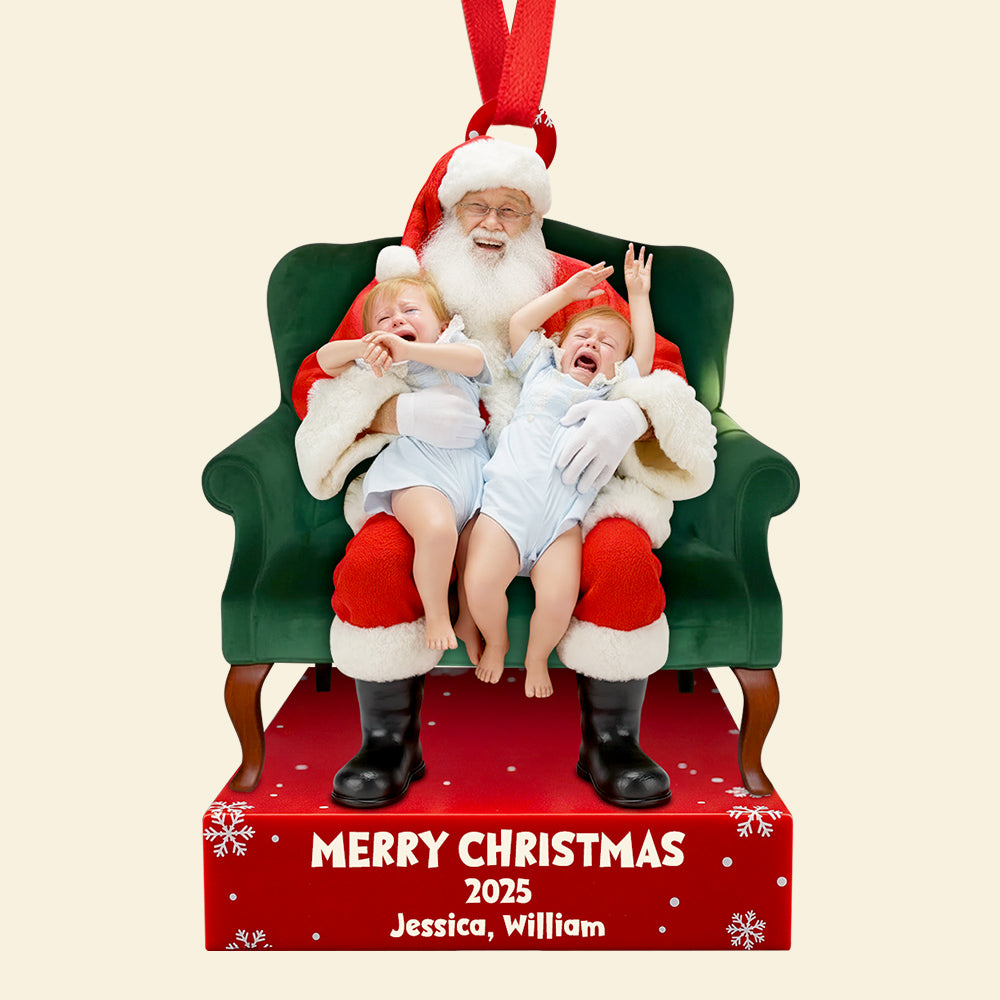 Crying on Santa’s Lap Ornament Custom Photo Christmas Gifts 02DTDT130925