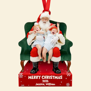 Crying on Santa’s Lap Ornament Custom Photo Christmas Gifts 02DTDT130925