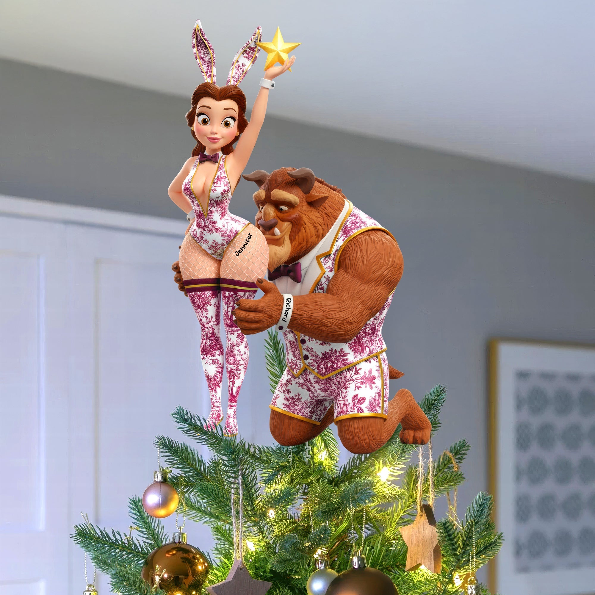 Naughty Couple Christmas Tree Topper - Personalized Gifts For Couple 03ohqn201125