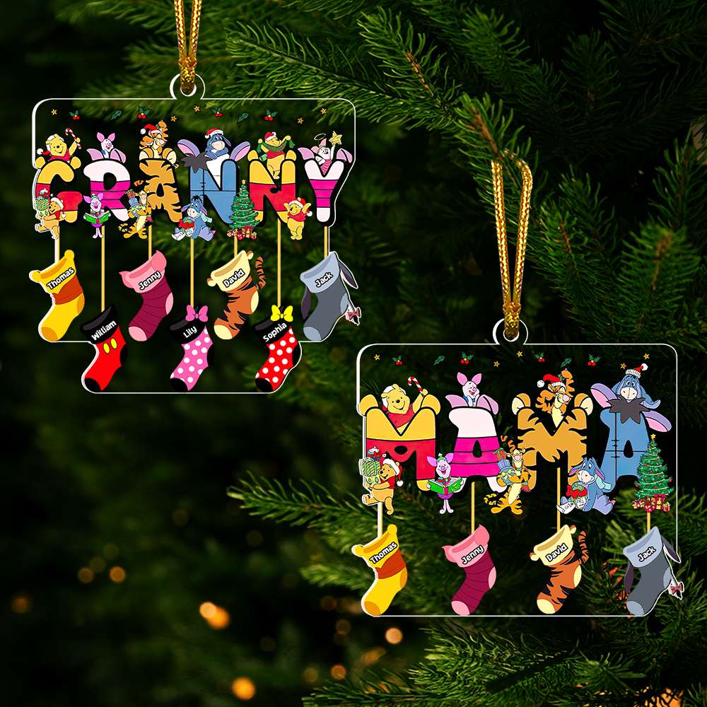 Personalized Gifts For Grandma Cartoon Socks Christmas Ornament 04XQDT251024 - Ornament - GoDuckee