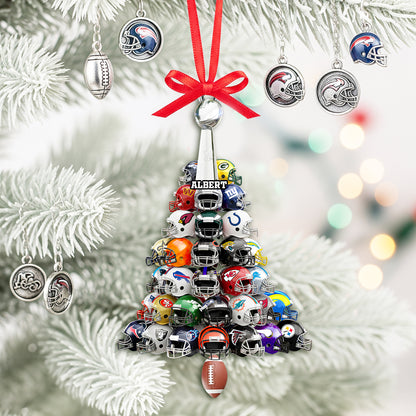 Football Helmet Christmas Tree Ornament - Personalized Gifts For American Football Lovers 02HULU030925