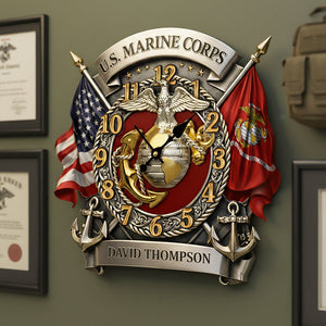 Military Acrylic Hanging Wall Clock - Personalized Gifts For Veteran 01huta241225