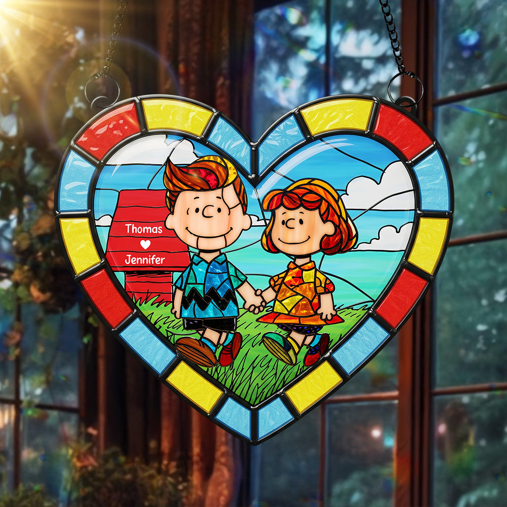 Cartoon Couple Hand In Hand Suncatcher Ornament - Personalized Gifts For Couple 05ohqn130825