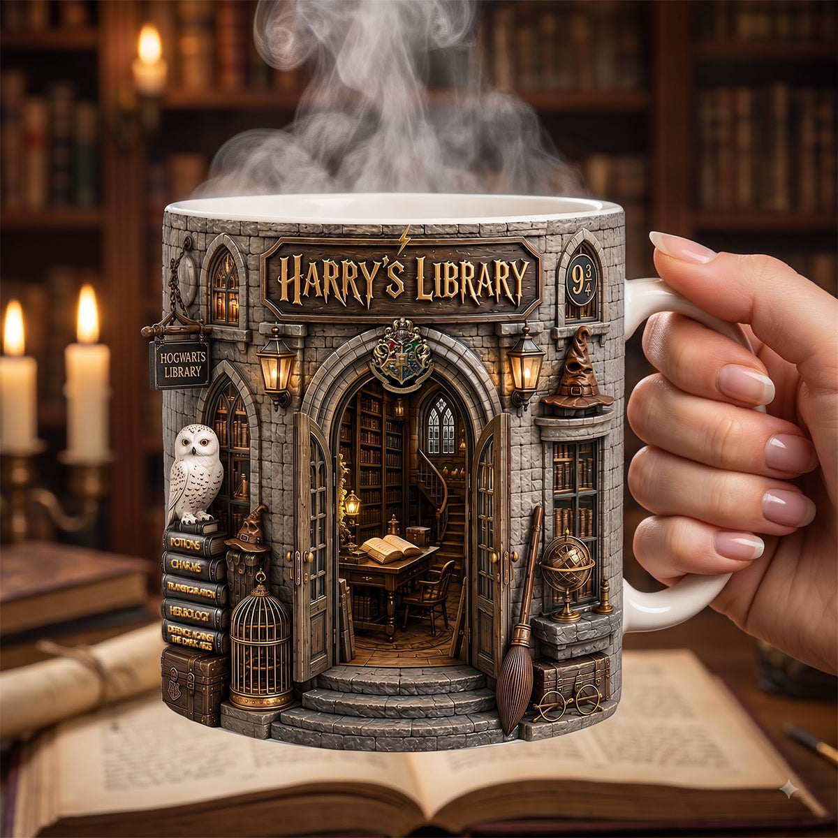 Fantasy Library Book Coffee Mug - Personalized Gifts For Book Lovers 01OHDH060826