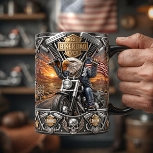 Bald Eagle Dad On Motorcycle Magic Mug, Personalized Gifts For Dads 04QHDH140526