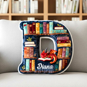 Book Dragon Alphabet Initial Letters Pillow, Personalized Gifts For Book Lovers 05qhtn191125