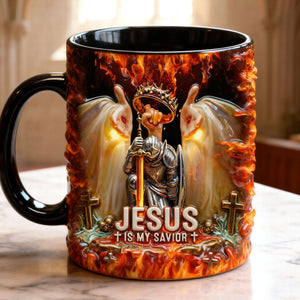 Kneel Templar Knight Warrior & Jesus Savior Accent Mug, Personalized Gifts For Christians 03qhqn210126