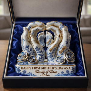 Toile De Jouy Family First Mother's Day Plaque - Personalized Gifts For Moms 02QHLU130326