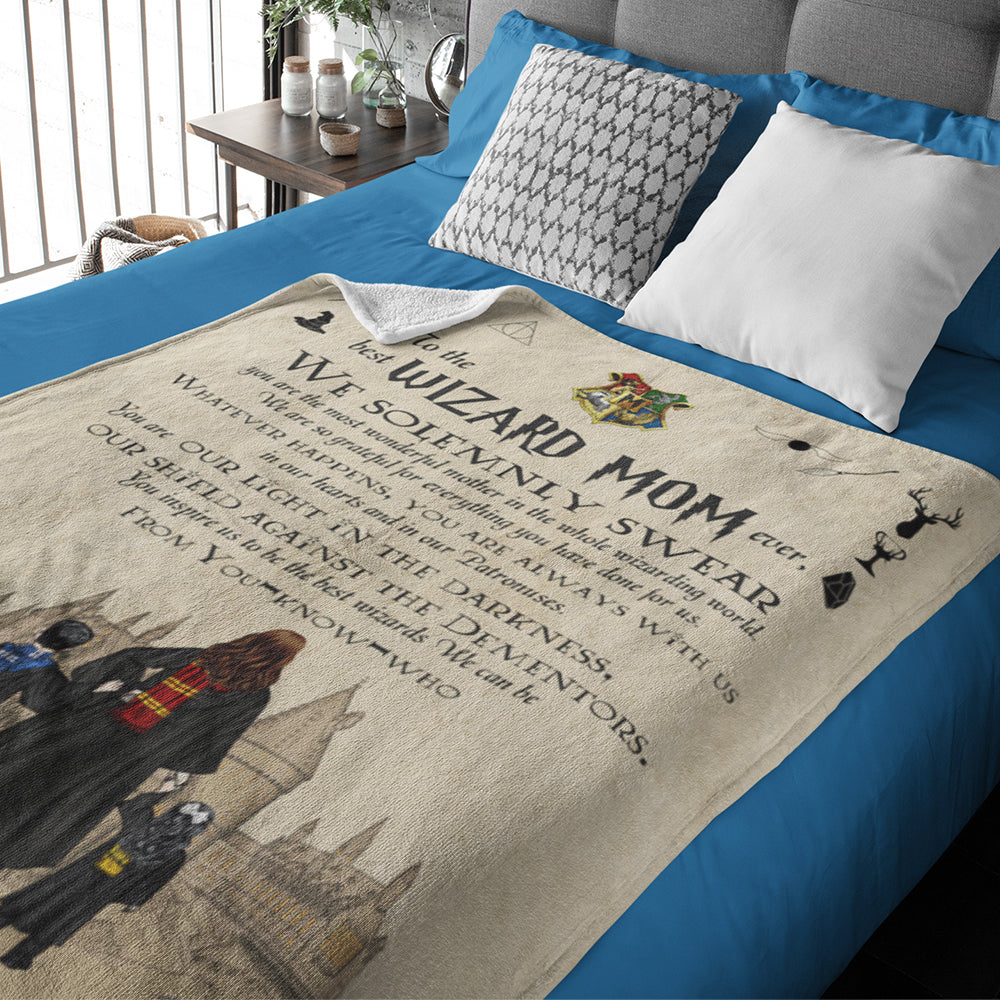 Personalized Gifts For Mom Blanket To The Best Wizard Mom Ever 01HTDT010424TM-Homacus
