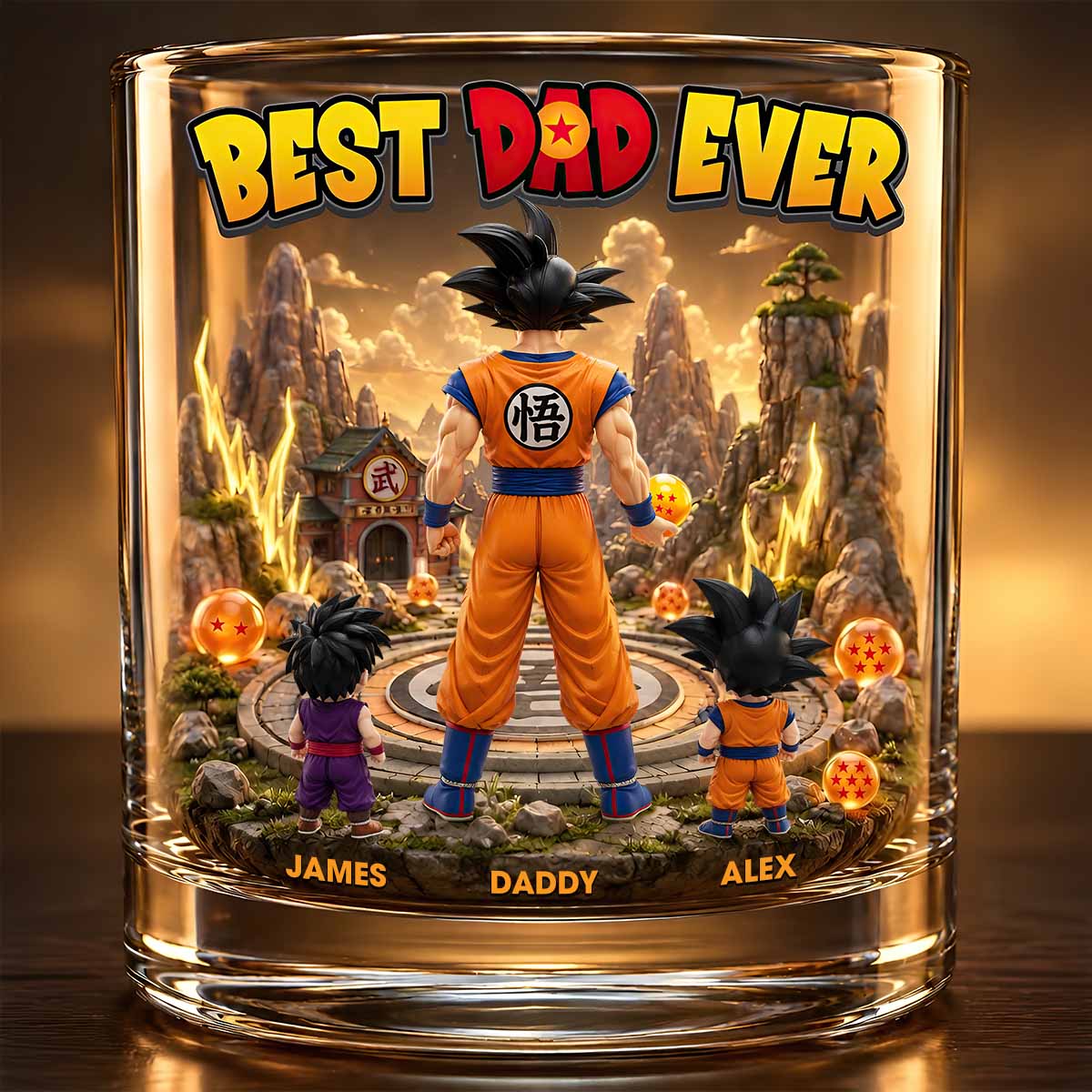 Best Power Dad Ever Round Glass Personalized Gifts For Dad 02TYDT140526