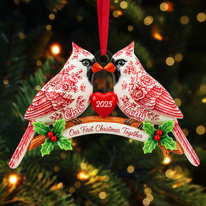 Couple Cardinal Toile de Jouy Ornament - Personalized Gifts For Couple 02pgta060925