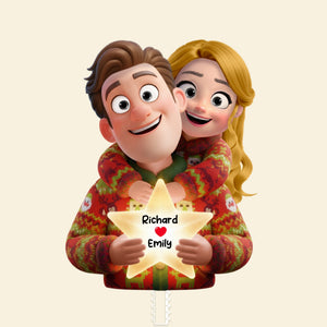 Sweet Hugging Couple Christmas Tree Topper – Personalized Gifts For Couple 05toqn201125