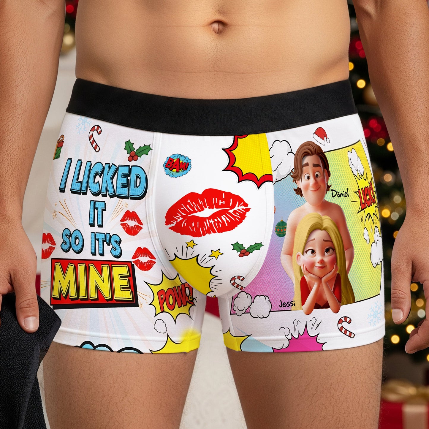 Flirty Couple Men's Boxers - Personalized Christmas Gifts For Him 04TGLU060925