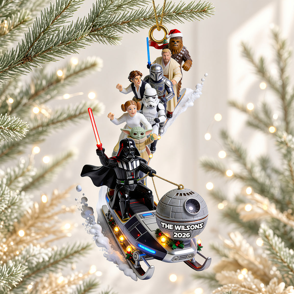 Elliptical Snow Slide Acrylic Ornament - Personalized Gifts 01QHDT310826