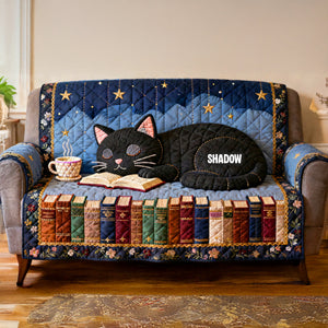 Black Cat Quilted Sofa Cover Personalized Gifts For Book Lovers 02natn240126
