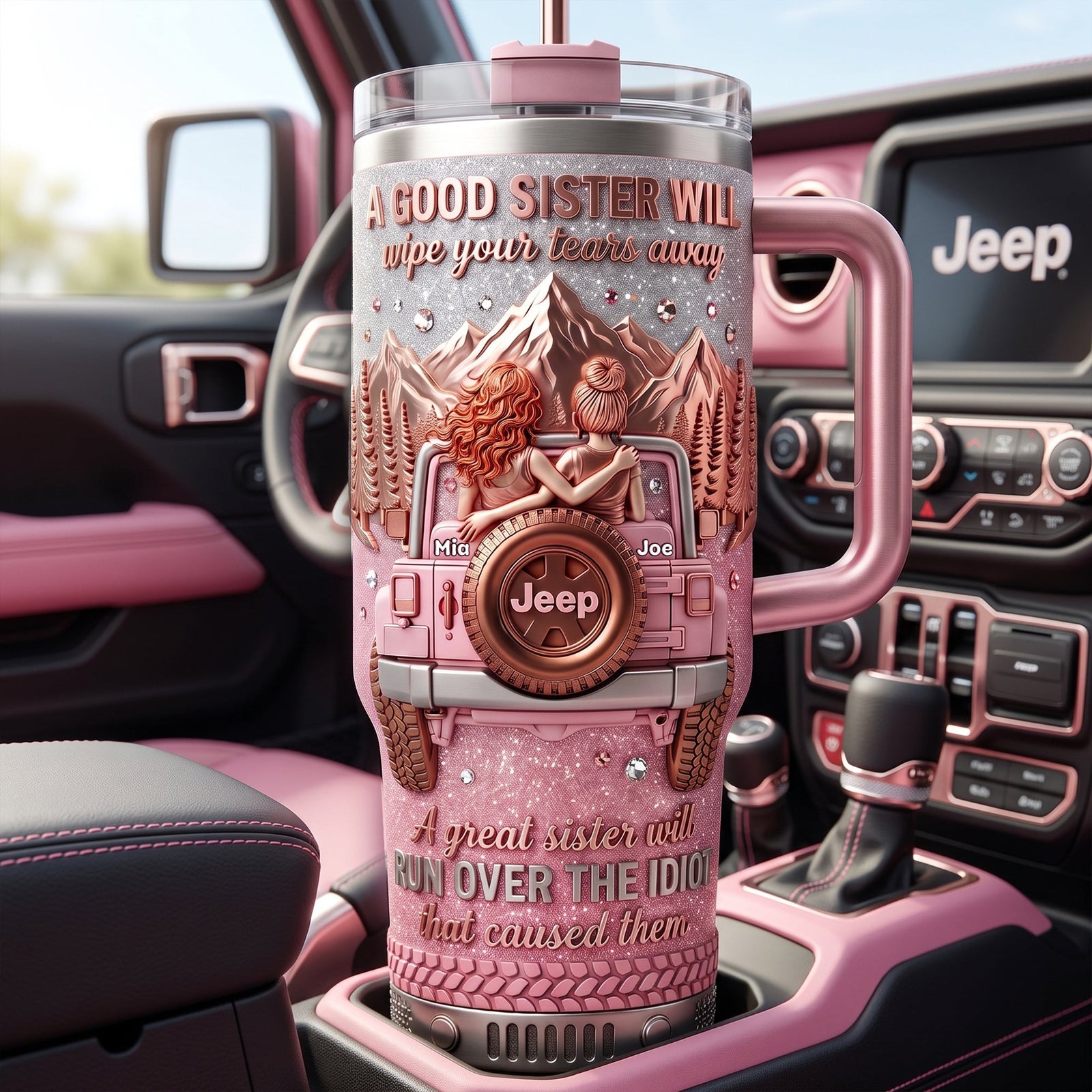 Badass Girly Off-road Friends 40oz Tumbler With Handle, Personalized Gifts For Off-road Sisters 03qhlu280726