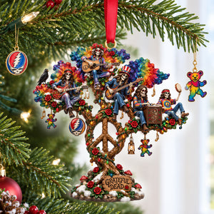 Grateful Dead Peace Tree Ornament, Personalized Gifts For Music Lovers & Hippie 04qhlu080926