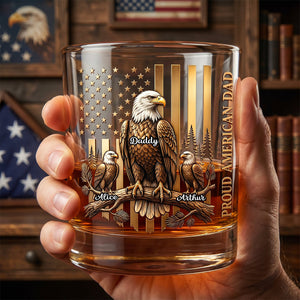 Proud Eagle Dad Round Glass - Personalized Gifts For Dad 04padh260526