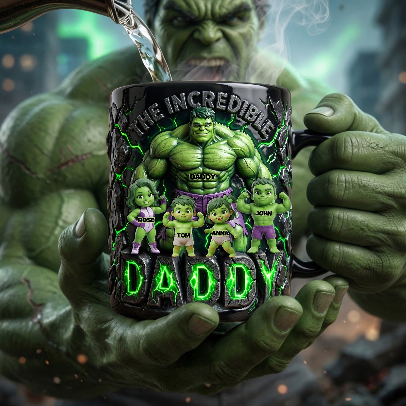 Power Dad And Kids Magic Coffee Mug - Personalized Gifts For Dad 01PALU090526-Homacus