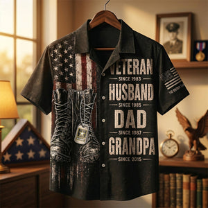 Patriotic Veteran Dad Hawaiian Shirt - Personalized Gifts For Veteran Dads 02huta290526