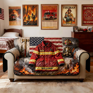 Firefighter Quilted Sofa Cover, Personalized Gifts 04KILU260126