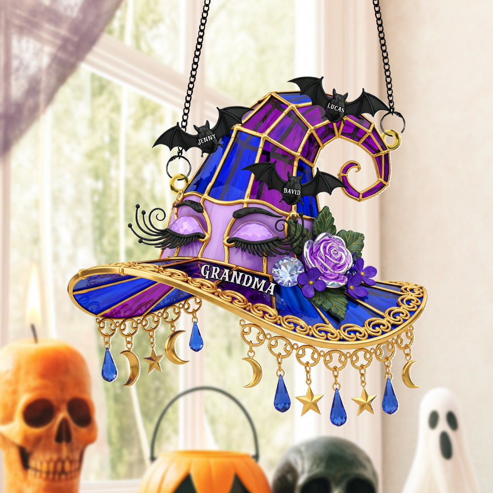 Witch Hat Personalized Gifts For Grandma Suncatcher Ornament 02natn140725