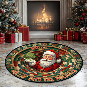 Chill Santa Round Rug Personalized Christmas Gifts 02TOQN081025