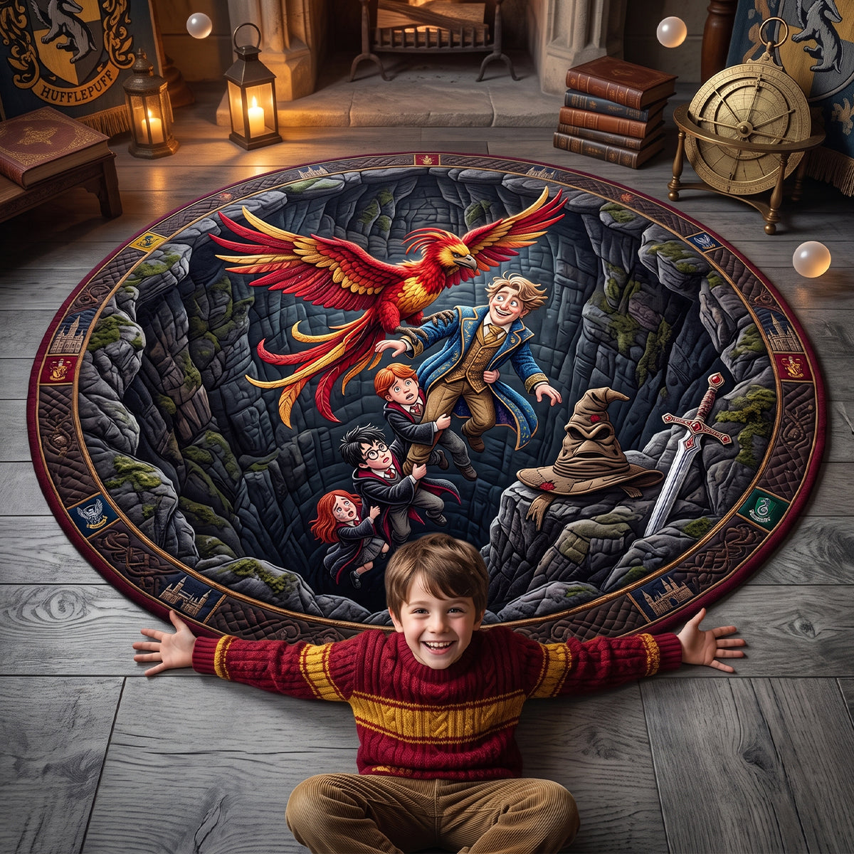 Enchanted Phoenix Quilted  Round Mat - Personalized Gift For Fantasy Lovers 04HUTN280726