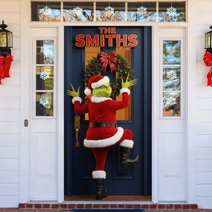Green Monster Santa Door Cover - Personalized Gifts For Family 03PGQN041125-Homacus