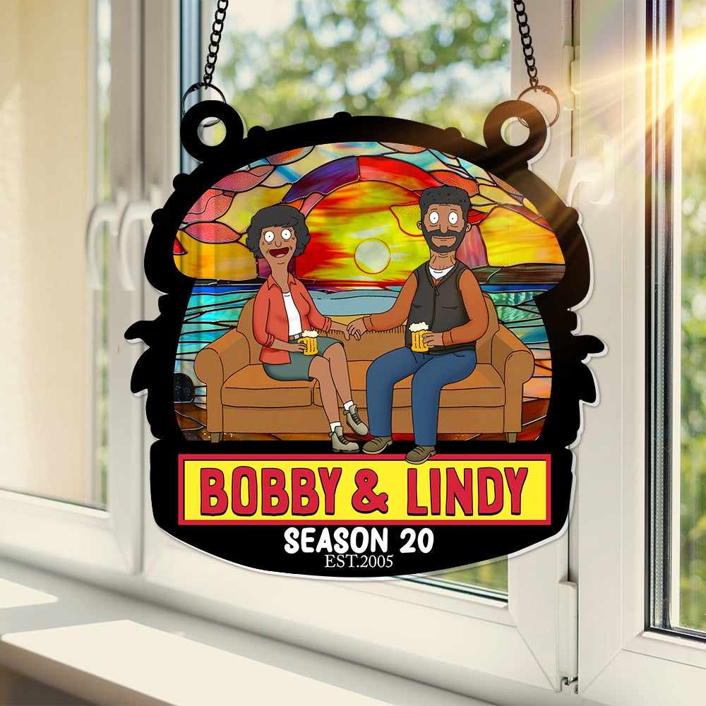 Burger Couple Suncatcher Ornament - Personalized Anniversary Gifts 03OHLU040325PA-Homacus