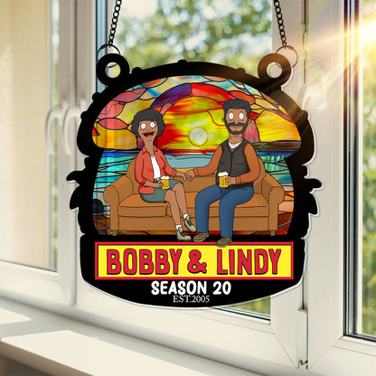 Burger Couple Suncatcher Ornament - Personalized Anniversary Gifts 03OHLU040325PA-Homacus
