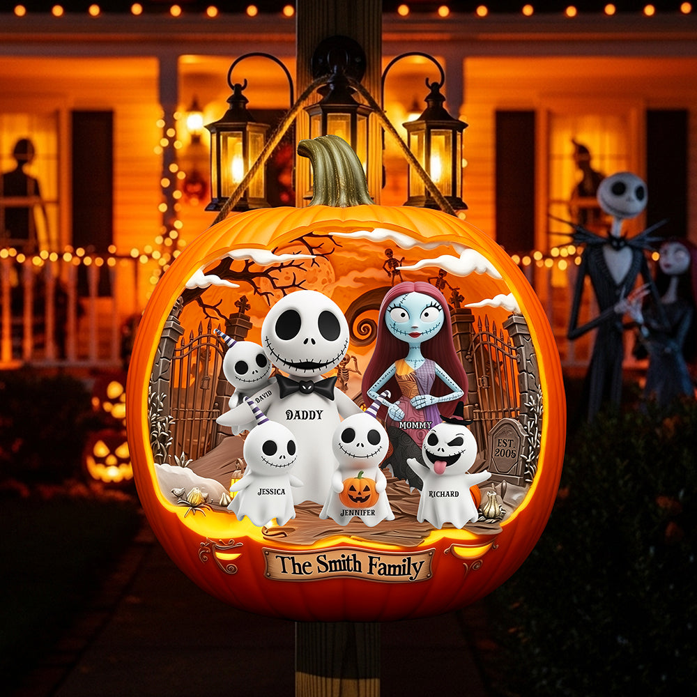 Spooky Family Pumpkin Wood Sign - Personalized Halloween Gifts For Family 01tgqn190825