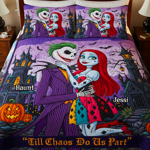 Spooky Couple Quilt Bed Set Special Line – Personalized Gifts For Couple 04NALU090825