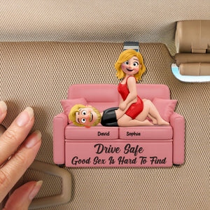 Naughty Couple Acrylic Car Visor Clip - Personalized Gifts For Couple 04naqn150126 - Car Visor Clip - GoDuckee