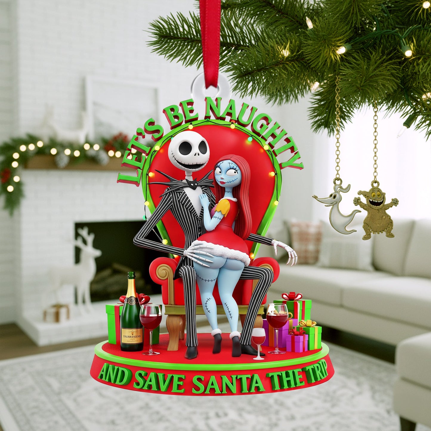 Let’s Be Naughty Couple Ornament - Personalized Christmas Gifts For Couple 03OHLU090925