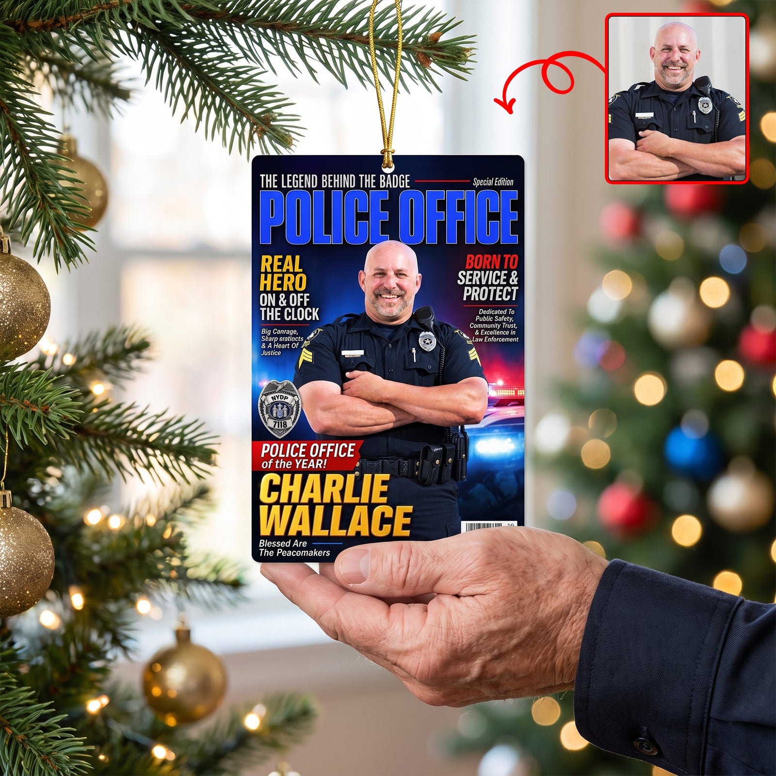 Police Officer Christmas Ornament Custom Photo Gifts 04HUQN260826