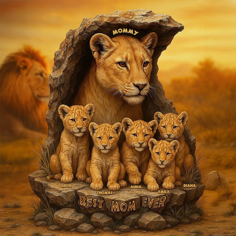 Lion Mom Plaque - Personalized Gifts For Mother 03xqqn290325-Homacus