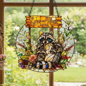 Raccoon Mom and Kids Suncatcher Ornament – Personalized Gifts For Mom 01tota030326