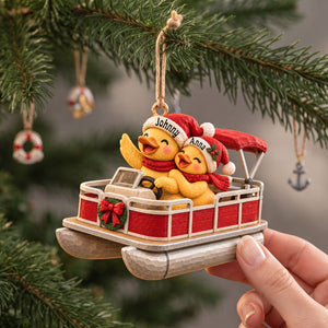 Ducking Fun Pontoon Ride Ornament - Personalized Gifts For Pontoon Lovers 03QHLU161026