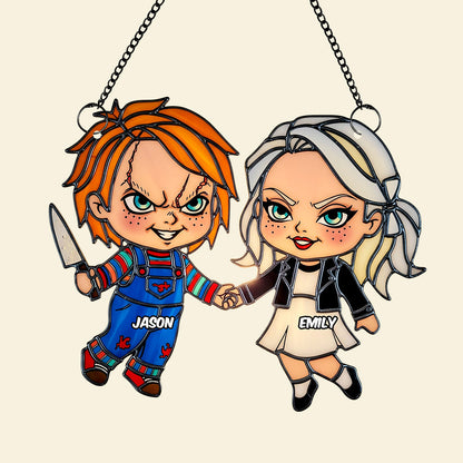 Villain Couple Suncatcher Ornament, Personalized Gifts For Horror Couple 02PGDT090825