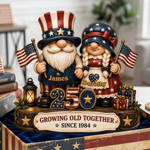 250th Anniversary Gnome Couple Acrylic Plaque - Personalized Gifts For Patriotics Plaque 02NATA050526