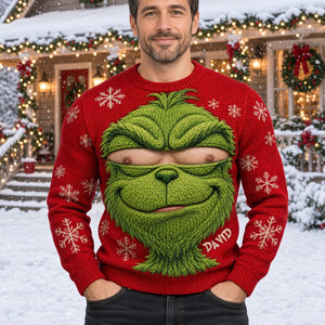 Funny Christmas Stealer Knitted Ugly Sweater - Personalized Funny Gifts For Him 02HUTN121026