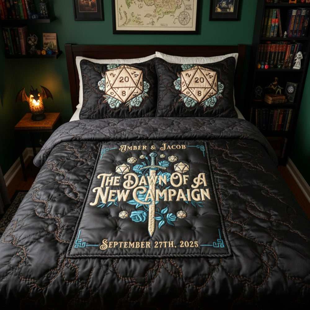 Fantasy Vintage Aesthetics Newlywed Couple Quilt Bed Set, Personalized Gifts For Game Couple 07qhtn191125