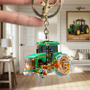 Personalized Gifts For Tractor Lovers Keychain, Any Letter 01TGPU240625