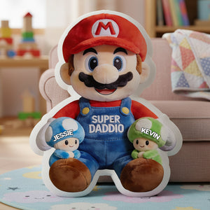 Game Retro Dad and Kids Custom Shape Pillow - Personalized Gifts For Dad 03pgta240426