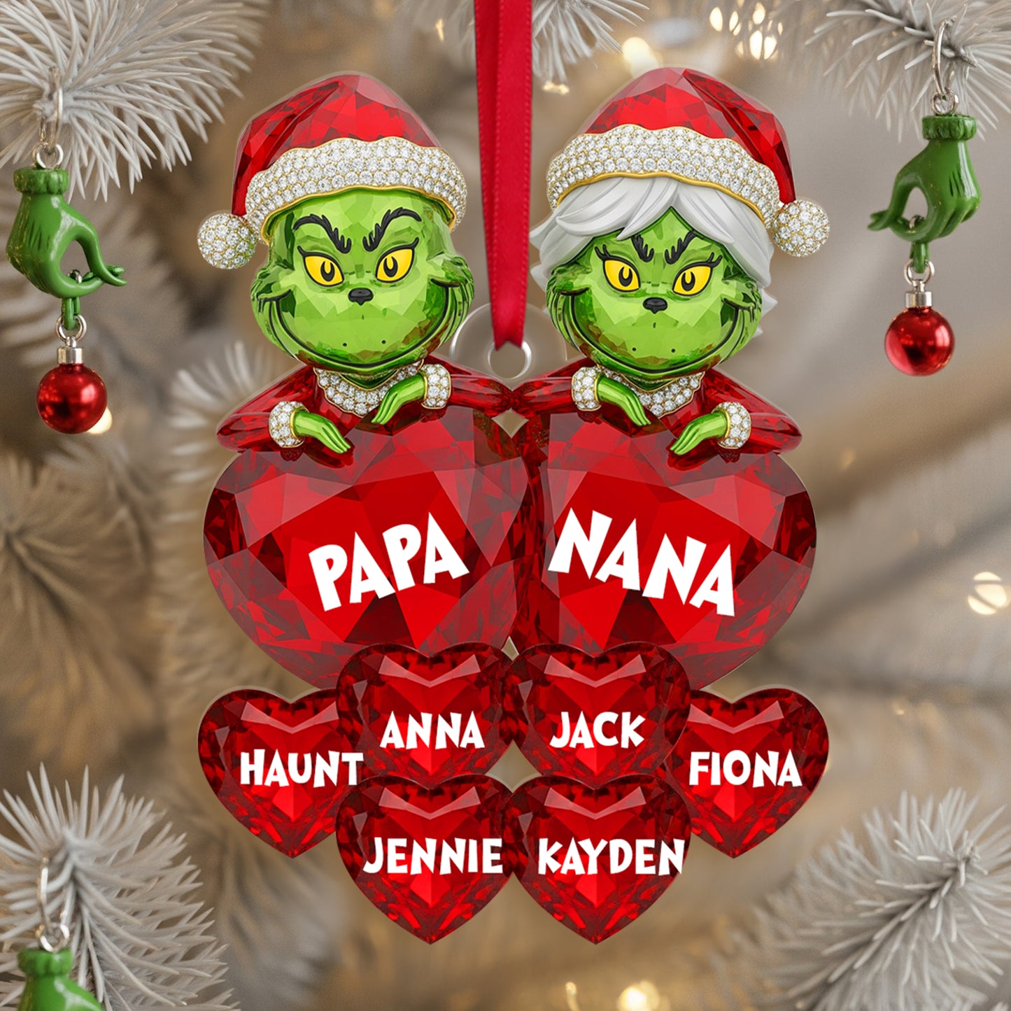 Grandparents Heart Ornament - Personalized Christmas Gifts For Grandparents 04NALU280825