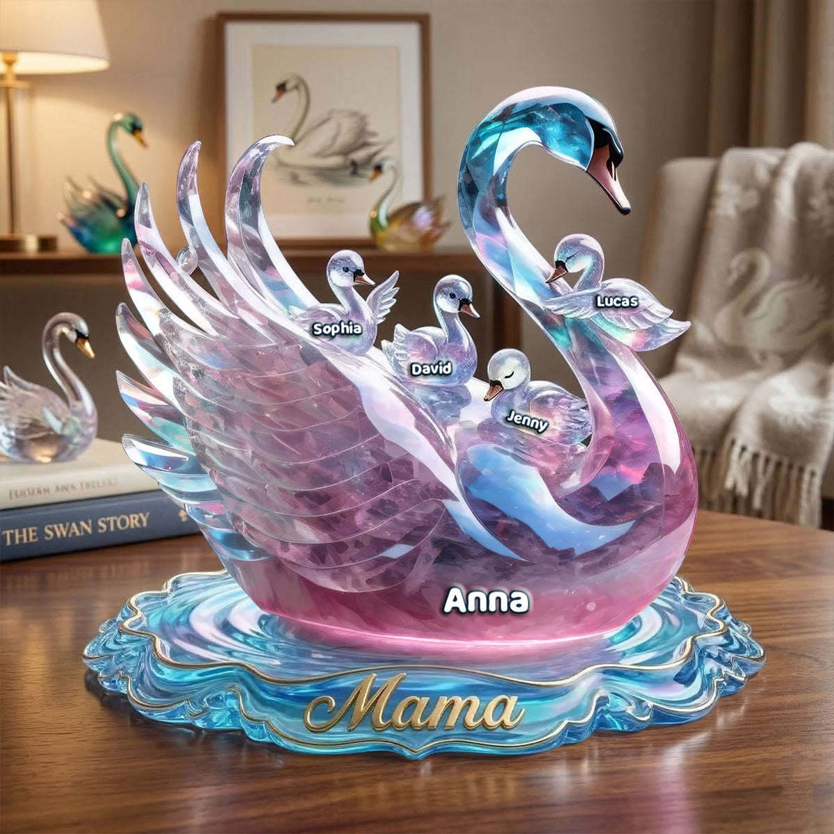 Beautiful Swan Mom Acrylic Plaque, Personalized Mother's Day Gifts 04qhtn120326